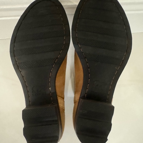 Sorel Women's Lolla Cut Out Suede Ankle Booties Camel Brown Stacked Heel Size 10 - Picture 10 of 11